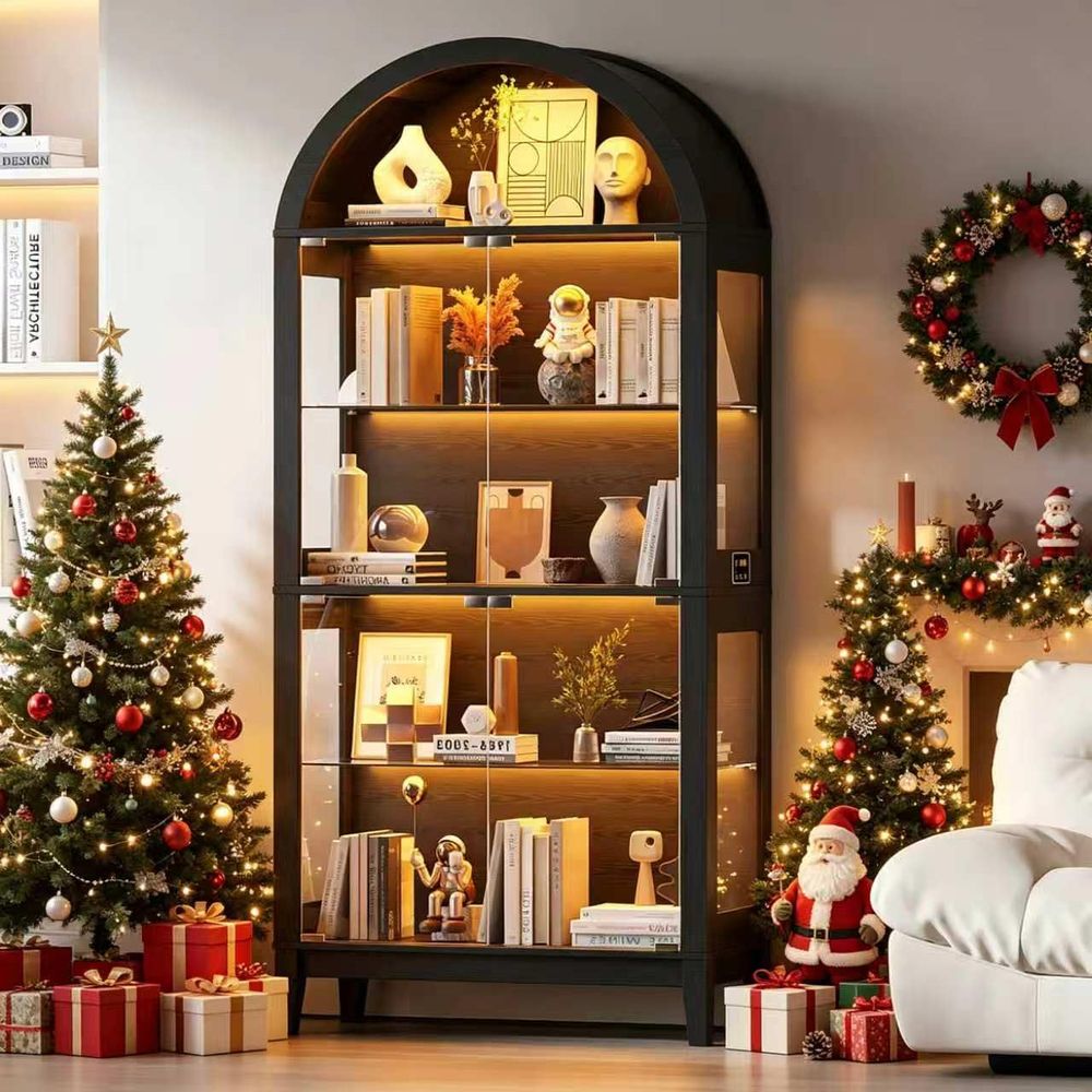 Motion Sensor Light - 68.9 Arched 5-Tier Display Cabinet with