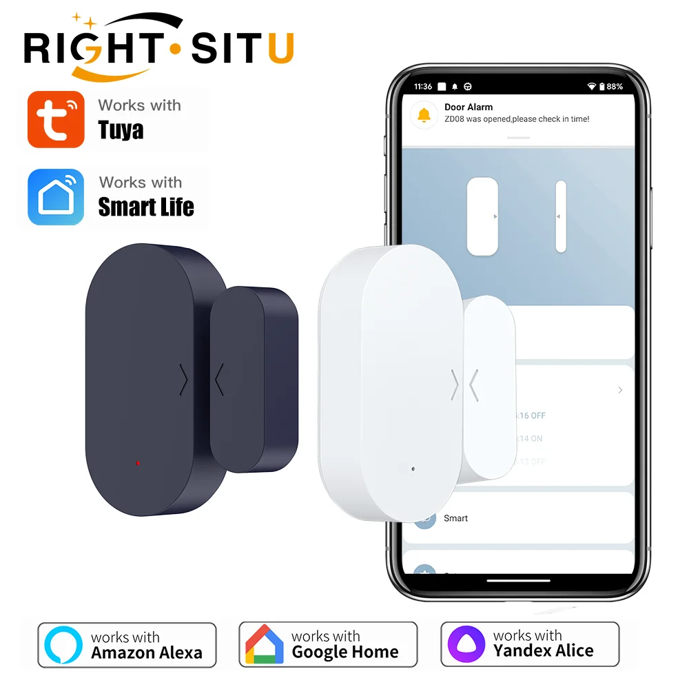 Smart Home Yandex - Zigbee3.0 Tuya Door Window Sensor works