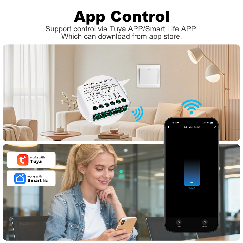 Manhot WIFI 10A Smart Light Sw - Smart Home Automation のレビューと価格