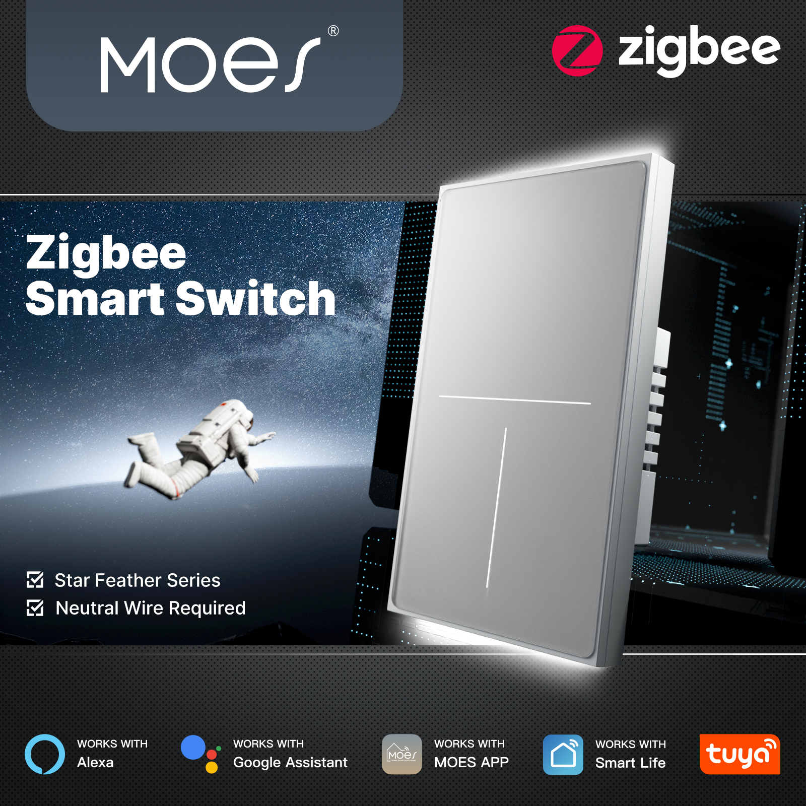 MOES Tuya ZigBee Star Feather  - Tuya Smart Switch のレビューと価格