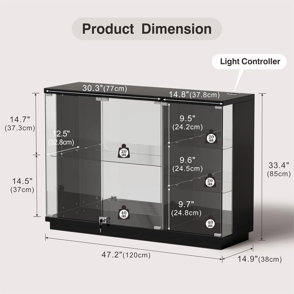 Glass Display Cabinet with Loc - Motion Sensor Light のレビューと価格