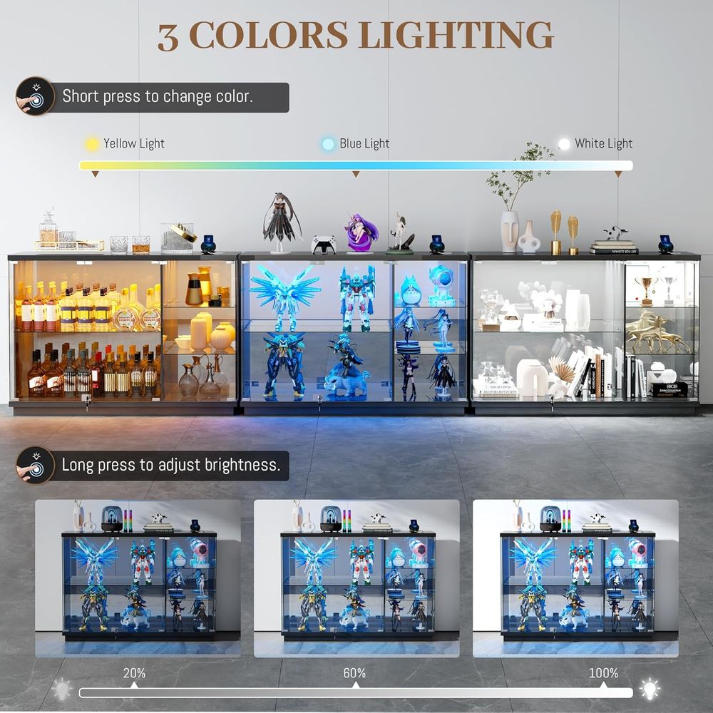 Glass Display Cabinet with Loc - Motion Sensor Light のレビューと価格