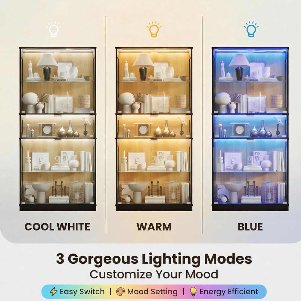 5-Shelf LED Lighted Glass Disp - Motion Sensor Light のレビューと価格