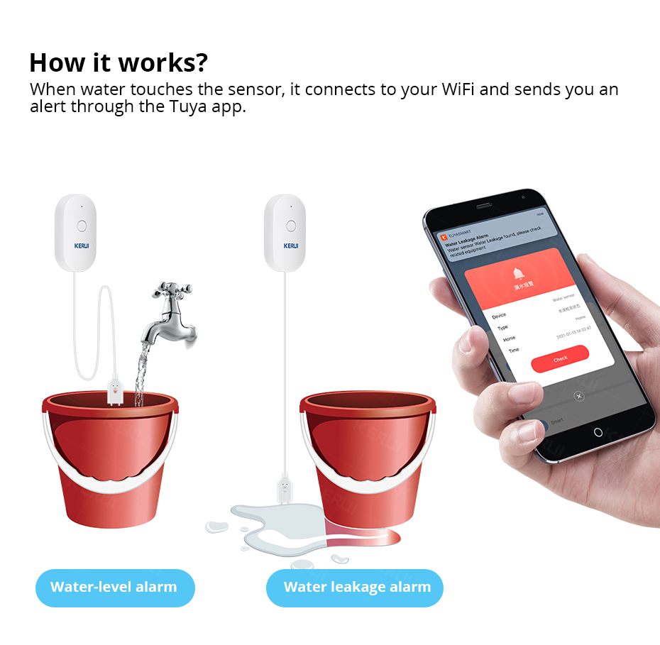 KERUI Smart  WiFi Water Sensor - Smart Home Kitchen のレビューと価格
