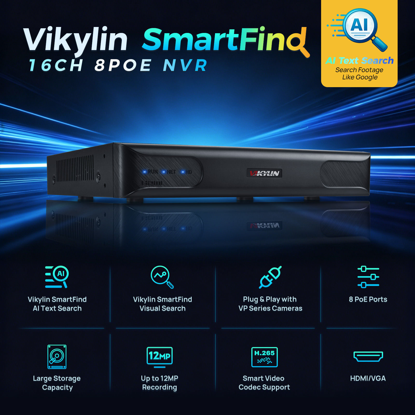 Vikylin 4K NVR 16CH 8POE Home  - Smart Home Environment Monitoring System のレビューと価格