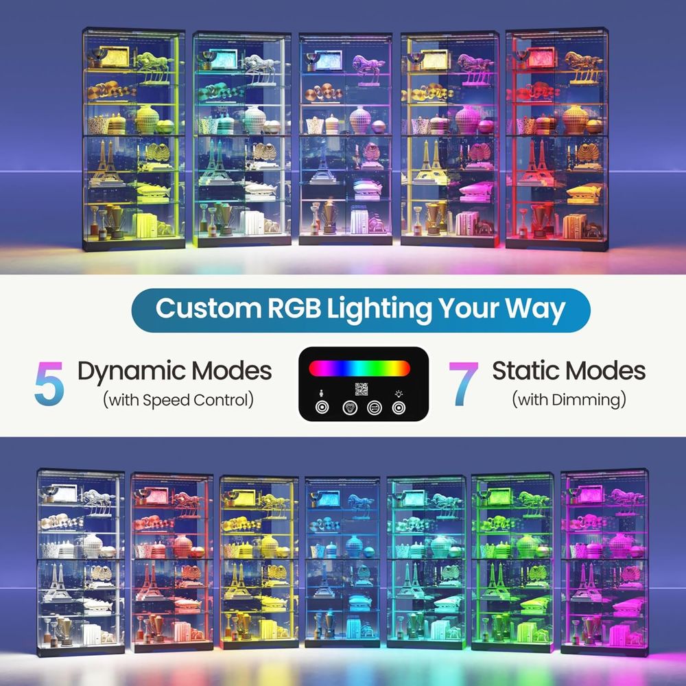 10-Tier Lockable Glass Display - Motion Sensor Light のレビューと価格