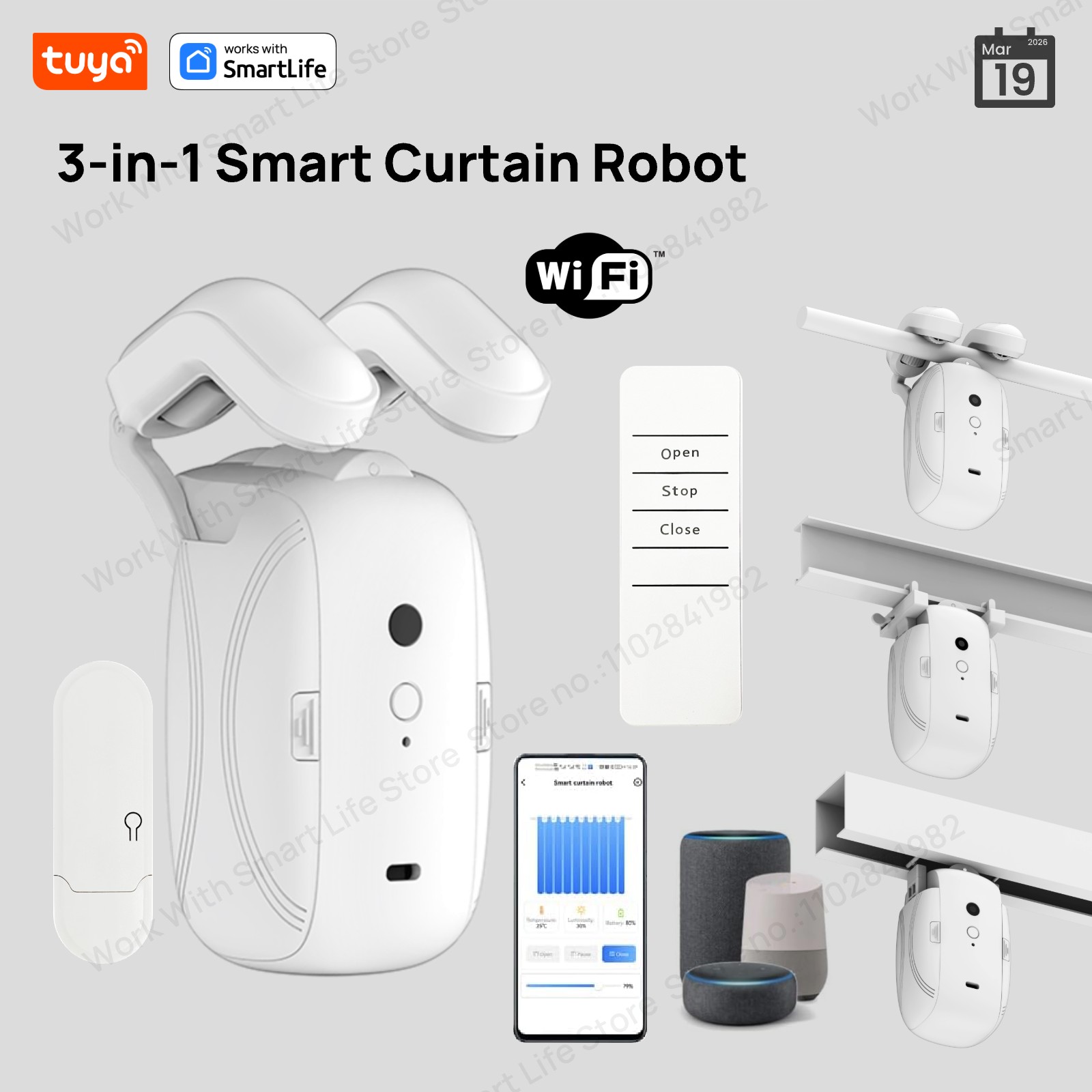 1/2PCS Tuya Smart WiFi Curtain - Smart Home Wifi Hub のレビューと価格