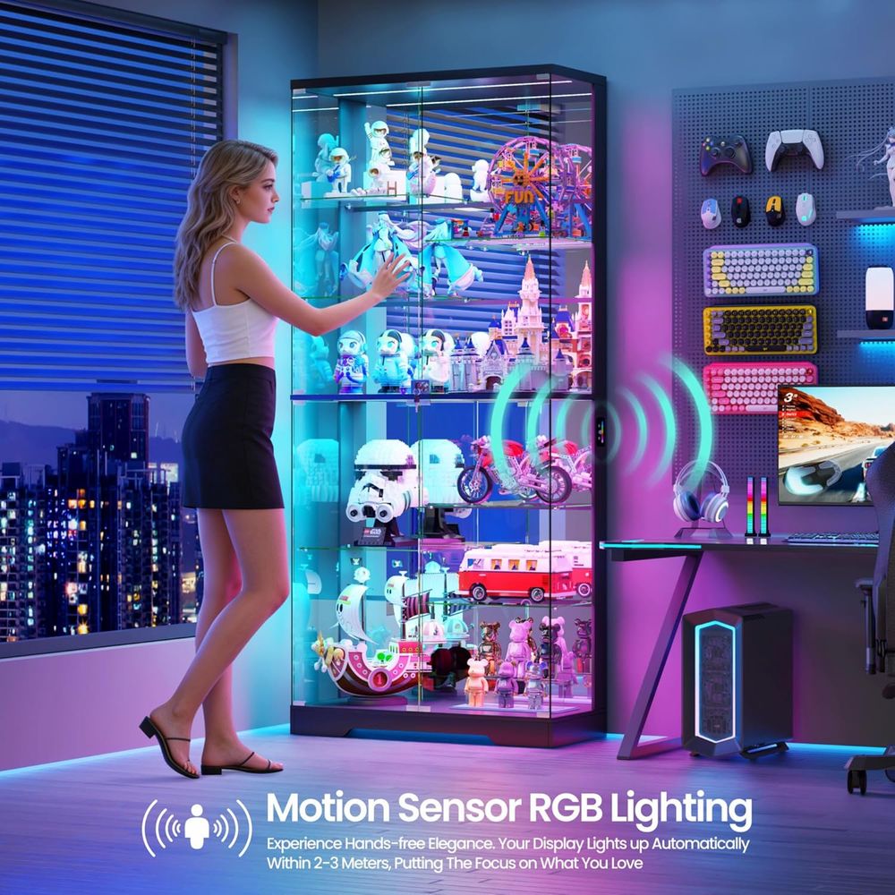 10-Tier Lockable Glass Display - Motion Sensor Light のレビューと価格