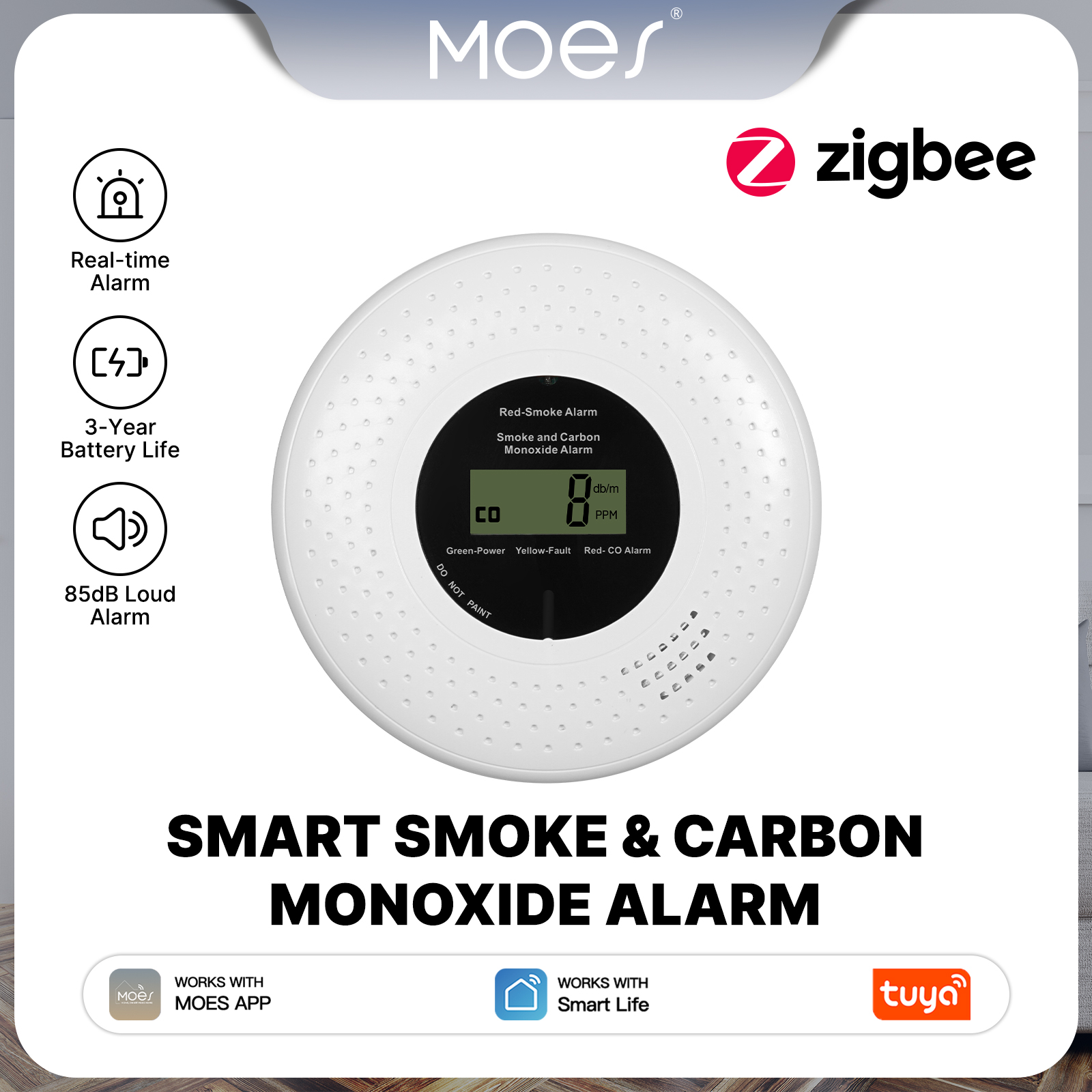 MOES Tuya Zigbee Smart Smoke C - Smart Smoke Detector のレビューと価格